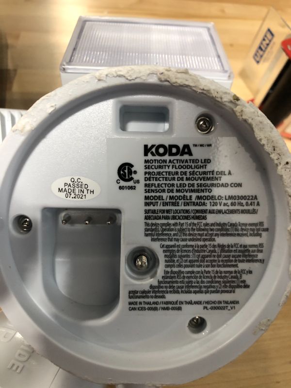 Photo 5 of ******NEEDS POWER CORD *********  Koda Outdoor Motion Activated LED Security Floodlight with 3000 Lumens, Aluminum Construction, Automatic On and Off, 240° Motion Sensing Range, up to 70 ft Coverage, Adjustable Brightness,