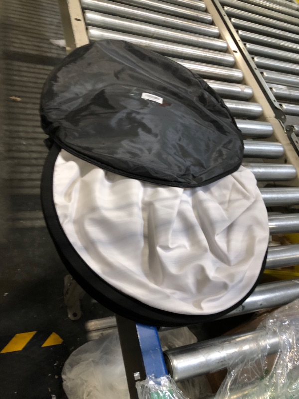 Photo 3 of 4.92X3.28 ft (1.5mX1m) 2 in 1 Cotton Muslin Black White Collapsible Reflector Backgrounds Portable Collapsible Reversible Photography Backdrop with Carrying Bag
