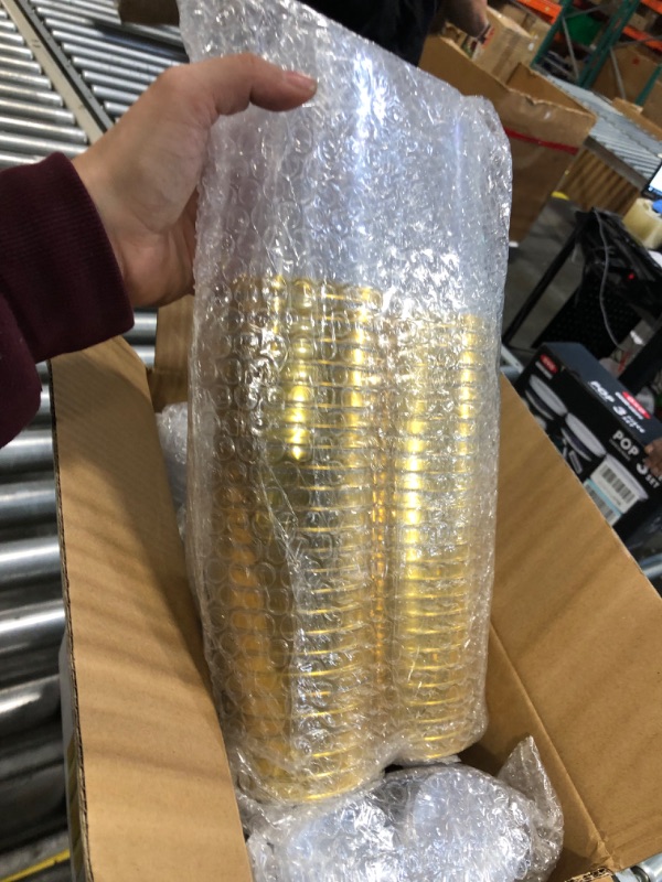 Photo 3 of 200 Pack 12 oz Gold Rimmed Plastic Cups, FOCUSLINE Clear Plastic Cups Tumblers, Heavy-duty & Fancy Disposable Hard Plastic Cups with Gold Rim for Wedding Cups Elegant Party Cups Gold Rimmed Cups