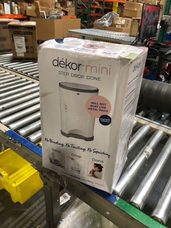 Photo 1 of Dekor Mini Hands-Free Diaper Pail | White | Easiest to Use | Just Step – Drop – Done | Doesn’t Absorb Odors | 20 Second Bag Change | Most Economical Refill System White Diaper Pail