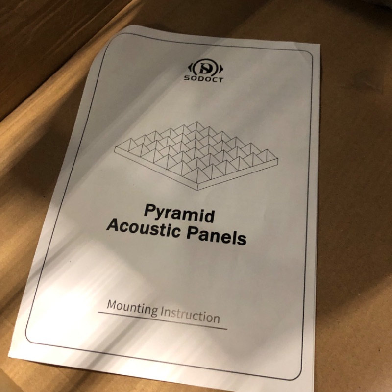 Photo 4 of 12 x 12 x 2 Inches Pyramid Designed Acoustic Foam Panels, Sound Proof Foam Panels Black, High Density and Fire Resistant Acoustic Panels, Sound Panels, Studio Foam for Wall and Ceiling 12 x 12 x 2 Inches - Black Pyramid
