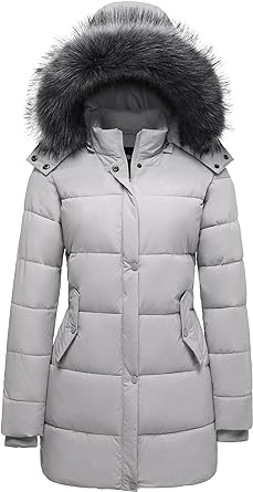 Photo 1 of GGleaf Women's Winter Thicken Puffer Coat Warm Snow Jacket with Fur Removable Hood