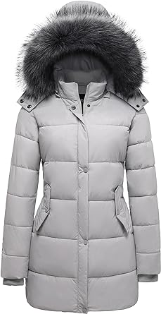 Photo 1 of GGleaf Women's Winter Thicken Puffer Coat Warm Snow Jacket with Fur Removable Hood Medium