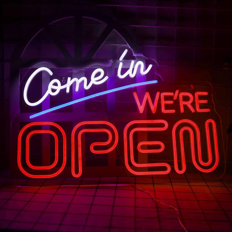 Photo 1 of Vinray Come In We Are Open Neon Sign,Led Neon large Open signs for Business Shop and Bar Club Pub.Super Bright Light Open for Barber Shop,Beauty Salon.