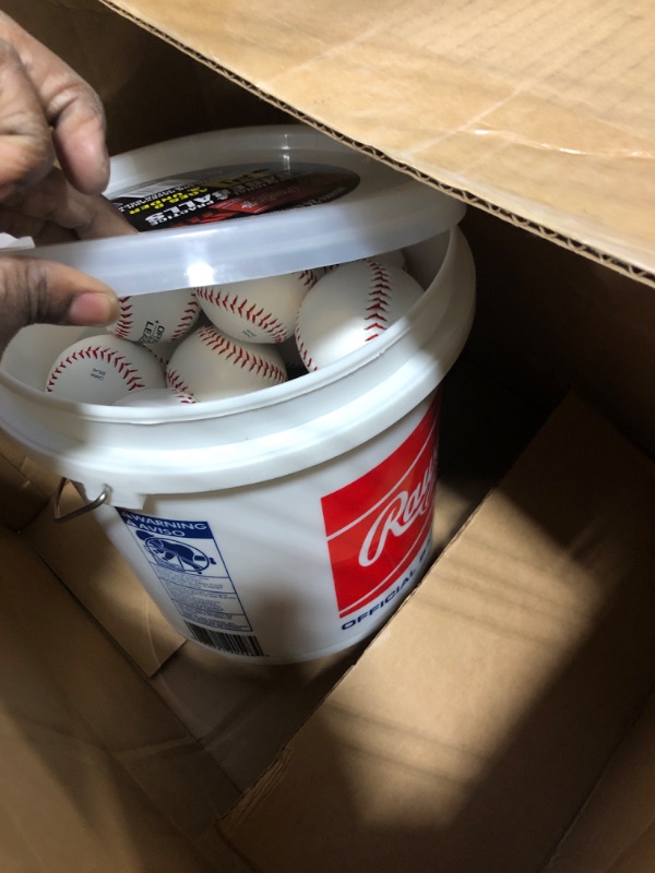 Photo 3 of ***** LID BROKEN *********  Rawlings | Official League Recreational Use Practice Baseballs | Youth/8U | OLB3 | Bucket | 24 Count