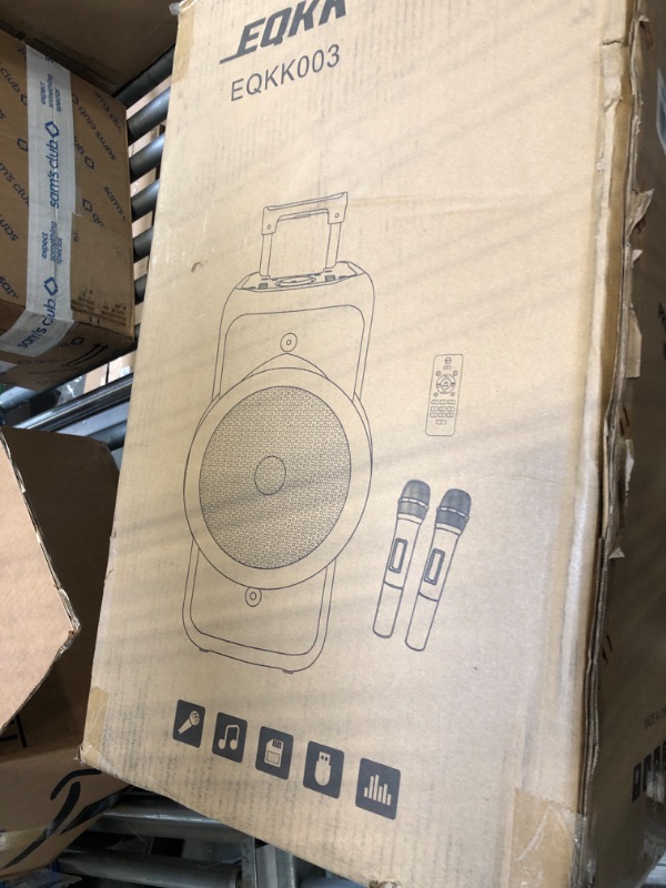 Photo 1 of Karaoke Machine with Microphones. 12” Subwoofer Karaoke PA System, Colorful Party Lights, Rechargeable Trolley Speaker with Tablet Holder. Portable Bluetooth Speaker,Supports TWS/USB/TF/BT/FM/AUX
