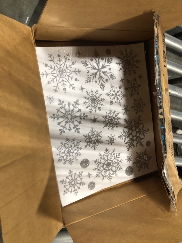 Photo 3 of 294Pcs Snowflake Window Stickers, Glitter Silver Christmas Snowflake Stickers, Christmas Envelope Seal Stickers for Christmas Card Envelope Box Decoration Party Supplies snowflakestickers