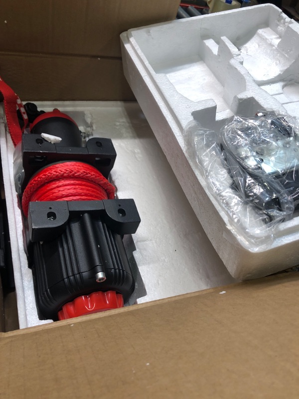 Photo 1 of XPV AUTO 12V 4500 lb Winch Electric Winch for Towing ATV/UTV Off Road with Wireless Remote Control Mounting Bracket and Wired Handle,Waterproof IP67(Synthetic Rope) 4500lb synthetic rope black