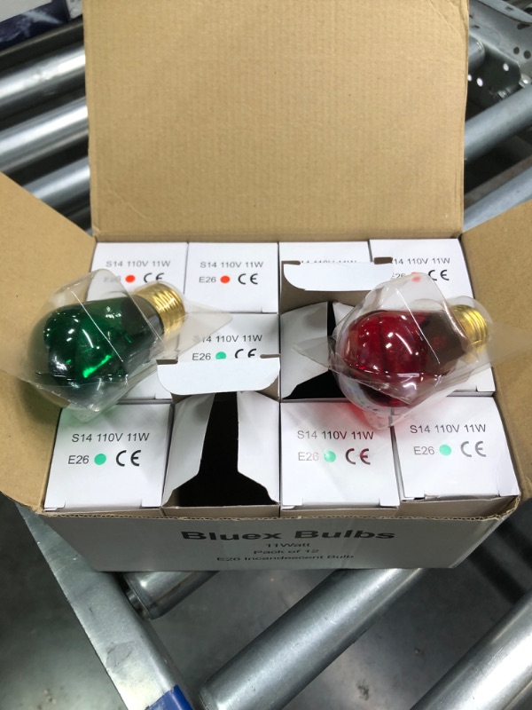 Photo 4 of 12 Pack S14 Red Light Bulb Green Light Bulb Ceramic Incandescent 11 Watt E26 Base S14 Light Bulbs Replacement String Lights Colored Bulb Candelabra Based Red Bulb Green Bulb Christmas Bulb