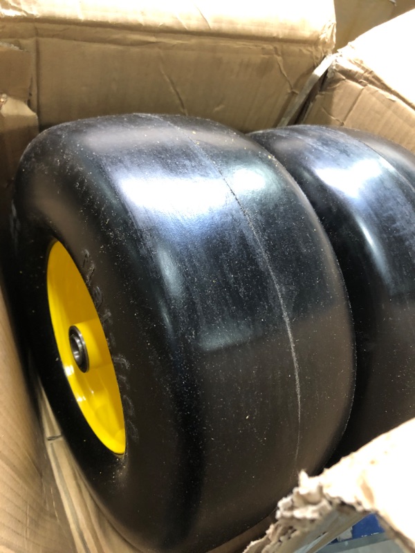 Photo 1 of 2 PCS Upgrade 13x6.50-6 Flat Free Lawn Mower Tire and Wheel with 3/4" & 5/8"bearings, Zero Turn Mower Front Solid Tire Assembly for Commercial Grade Lawn, Garden Turf, 5.5"-7.5" Centered Hub