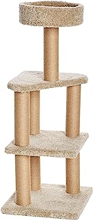 Photo 1 of Amazon Basics Cat Tree Indoor Climbing Activity Tower with Scratching Posts, Large, 17.7" x 45.9", Beige