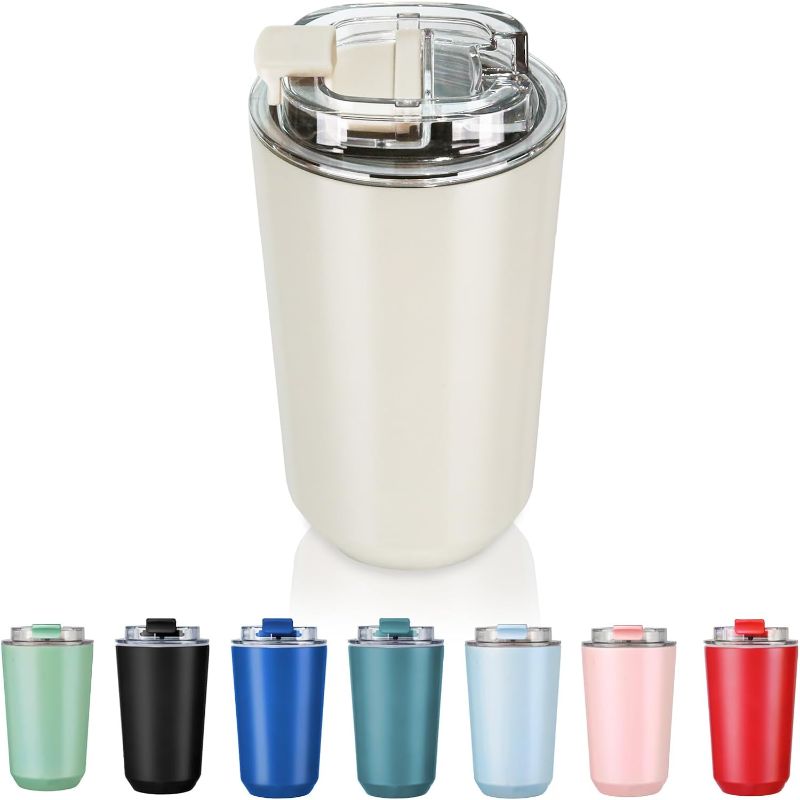 Photo 1 of  Insulated Tumblers with Lid, 14 oz Travel Coffee Mug Stainless Steel Vacuum Thermos Cup, 10/14 oz Leak Proof Reusable Double Walled Coffee Tumbler for Iced and Hot Drink