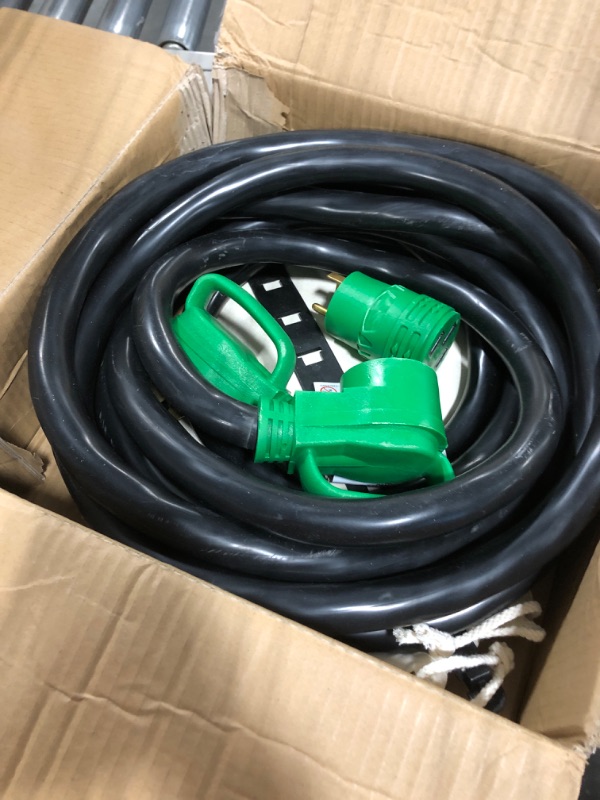 Photo 3 of addlon 50 Amp 25 Feet RV/EV Extension Cord with Adapter 30M/50F, Heavy Duty 6/3+8/1 STW AWG Gauge 4 Prong Power Cord, NEMA 14-50P to 14-50R, Tesla Model 3-S-X-Y,Black-Green, ETL Listed 50A-25FT