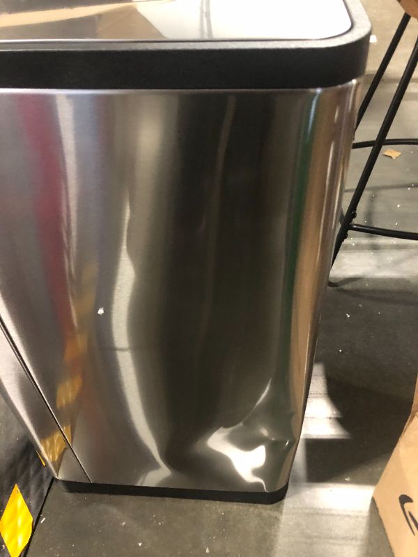 Photo 1 of ***DAMAGED****SONGMICS Trash Can, 12-Gallon Pedal Garbage Can, Stainless Steel Step Bin, Plastic Inner Bucket and Lid, Soft Closure, Fingerprint Proof, for Kitchen, Living Room, Silver ULTB007E01 12 Gal