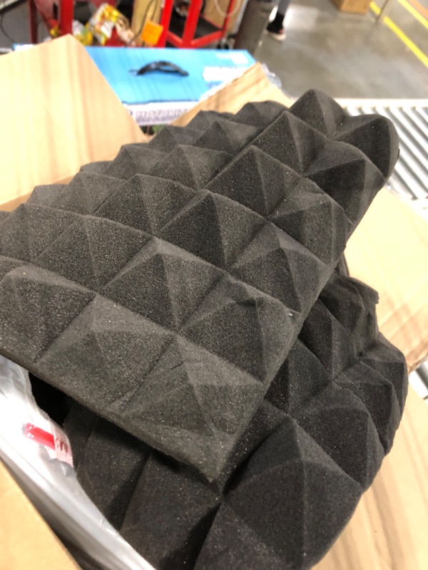 Photo 2 of Acoustic Panels - 12 x 12 x 2 Inches Pyramid Sound Proof Foam Panels High Density Foam Sound Proofing Padding For Wall Studio Foam Fire Resistant Sound Absorbing Foam (36 Pack Black) 12 x 12 x 2 Inches Black - 36 Pack Pyramid Panels