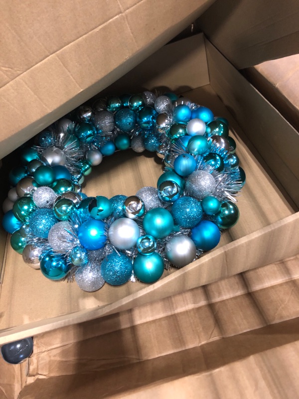 Photo 1 of Bibelot 18 Inch Summer Costal Rustic Decor Ribbon Mesh Wreath with Gnome for Front Door, Elegant Blue Bow Wreath for Inside and Outside, Natural Burlap Color Ribbon Everyday Wreath for Home Decor