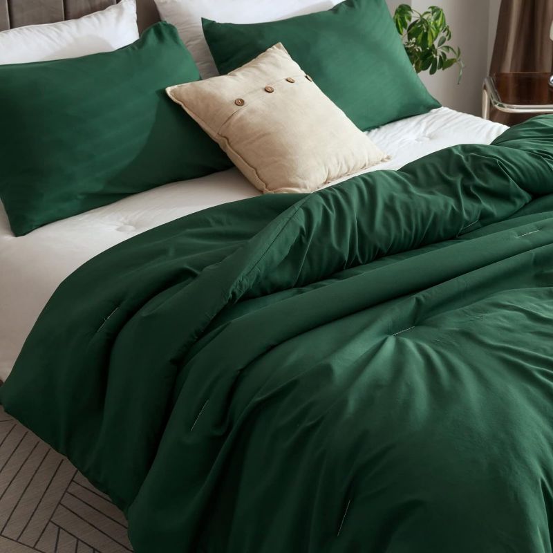 Photo 1 of  King Size Comforter Set Emerald Green, 3pcs Bedding Comforter Sets (1 Boho Dark Forest Comforter & 2 Pillowcases)
