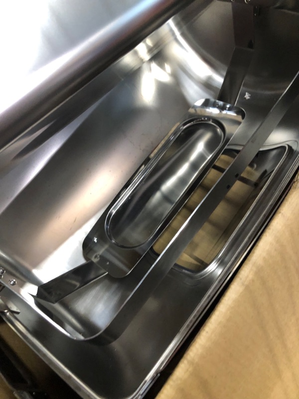 Photo 1 of Granvell Rectangular Roll Top Chafing Dish Buffet Set, Catering Food Warmer for Parties, Wedding, Birthday, Christmas, 1 Full Size & 2 Half-Size Chafing Server Dish, 14QT Water Pan Large