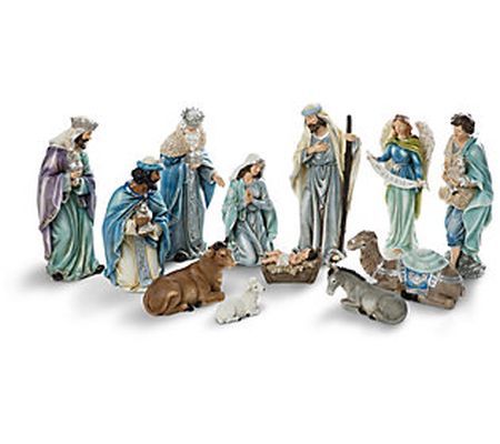 Photo 1 of Glitzhome 12 Pieces Deluxe Resin Nativity Figurine Set - Multi
