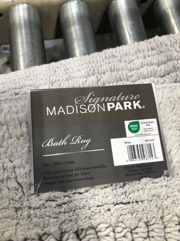 Photo 3 of MADISON PARK SIGNATURE Splendor Reversible 100% Cotton Tufted Bathroom Rug-3000 GSM Hotel Quality Luxurious Plush High Pile Bath Mat Absorbent, Quick Dry, Shower Room Décor, 24x72, Grey 24x72" Grey