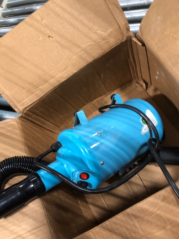 Photo 5 of ********** JUST THE BLOWER HOSE DAMAGED *******  Dog Hair Dryer, 3.8HP 2800W Pet Grooming Blower for Large Dogs Hair Force Blaster with Heat, Stepless Speed Adjustable Strong Power Wind, Blue