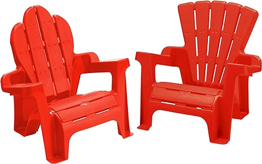 Photo 1 of American Plastic Toys Kids’ Adirondack (2-Pack, Red), Stackable, Outdoor, Beach, Lawn, Indoor, Lightweight, Portable, Wide Armrests, Comfortable Lounge Chairs for Children