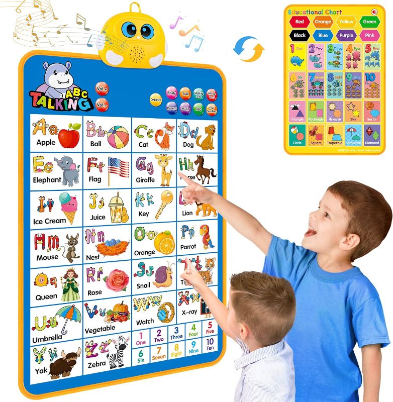 Photo 1 of Electronic Alphabet Wall Chart, Talking ABC, 123s, Music Poster, Kids Learning Toys for Toddlers 1-3, Interactive Educational Toddler Toy, Gifts for Age 1 2 3 4 5 Year Old Boys Girls - Blue