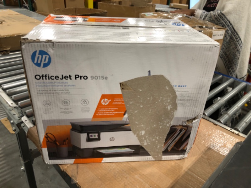 Photo 2 of **missing power cord** HP OfficeJet Pro 9015e Wireless Color All-in-One Printer with bonus 6 months Instant ink with HP+ (1G5L3A),Gray