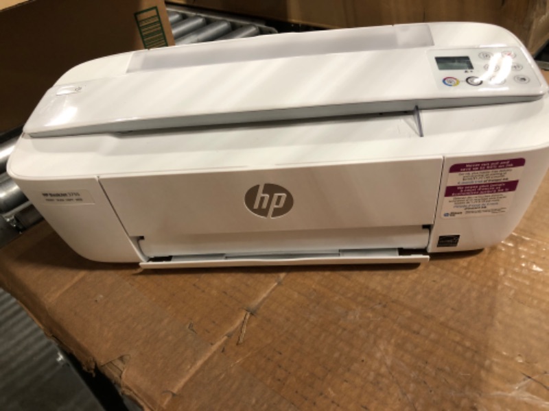 Photo 3 of HP DeskJet 3755 Compact All-in-One Wireless Printer, HP Instant Ink, Works with Alexa - Stone Accent (J9V91A) Stone HP DeskJet 3755