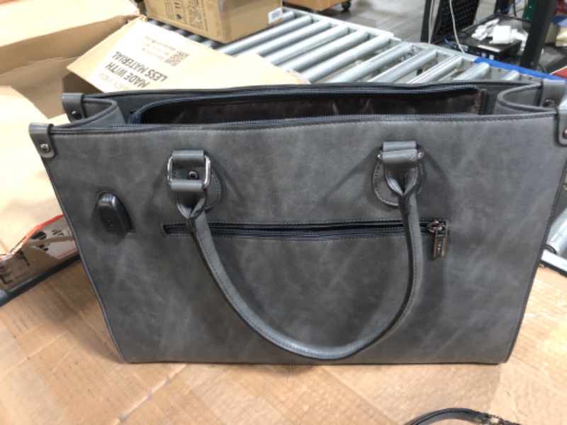 Photo 1 of LOVEVOOK Laptop Bag for Women, Fashion Computer Tote Bag Large Capacity Handbag, Leather Shoulder Bag Purse Set, Professional Business Work Briefcase for Office Lady, 2 PCs 15.6-Inch, Dark Grey 15.6 Inch 8 Dark Grey