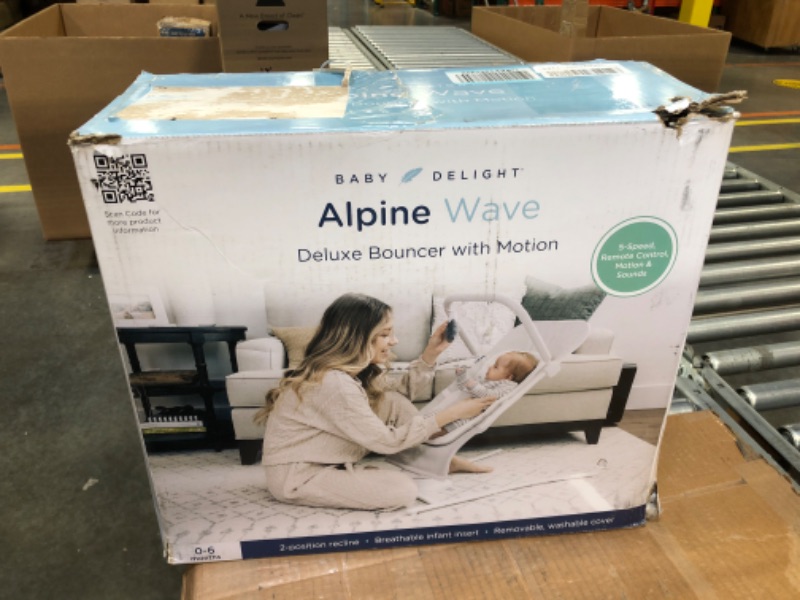 Photo 1 of Baby Delight Alpine Wave Deluxe Portable Bouncer | Automated Motion Baby Bouncer | Infants 0 – 6 Months | Driftwood Grey Deluxe, Driftwood Grey