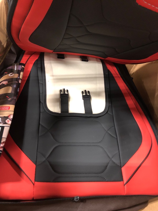 Photo 4 of OASIS AUTO Car Seat Covers Accessories Full Set Premium Nappa Leather Cushion Protector Universal Fit for Most Cars SUV Pick-up Truck, Automotive Vehicle Auto Interior Décor (OS-004 Black&Red) FULL SET BLACK&RED