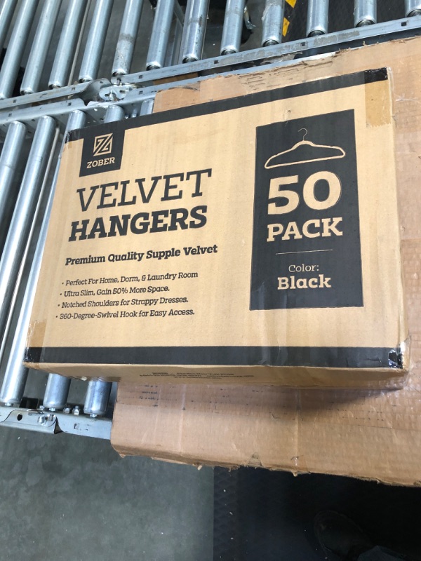 Photo 2 of Zober Premium Velvet Hangers - Non-Slip, Durable, Space Saving Clothes Hangers for Closet w/ 360 Degree Chrome Swivel Hook - Coat Hangers Hold up to 10 Lbs - 50 Pack - Black Black 50 Pack