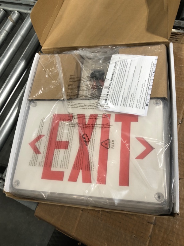 Photo 3 of Ultra Bright Led Decorative Red Exit Sign & Emergency Light Combo with Battery Backup, Fire Exit Sign with Lights, Lighted Exit Signs with Battery Backup, 6-inch Red Letters 1