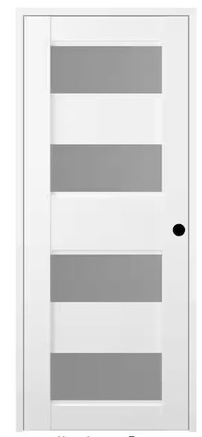 Photo 1 of Belldinni Della 36 in.x 84 in. Right-Hand Frosted Glass Solid Core 4-Lite Bianco Noble Wood Composite Single Prehung Interior Door