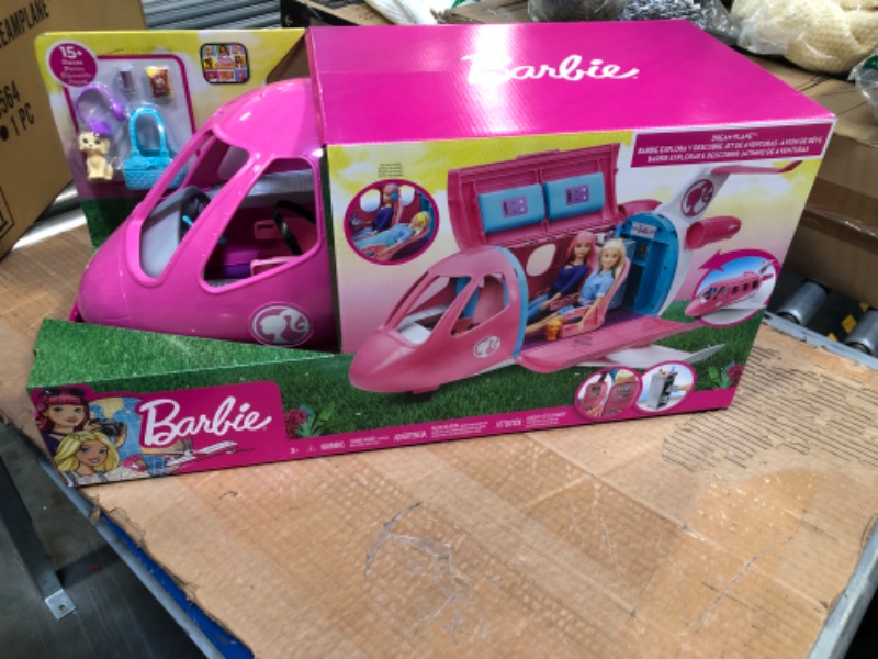 Photo 3 of Barbie Dreamplane Airplane Toys Playset with 15+ Accessories Including Puppy, Snack Cart, Reclining Seats and More Standard