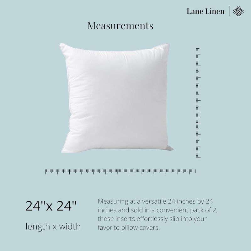 Photo 1 of 
LINEN 24x24 Pillow Inserts - Set of 1 Lightweight Down Alternative Square Pillows, White Throw Pillows for Bed, Decorative Pillows for Couch Bed, Firm...
Size:24" x 24" - 