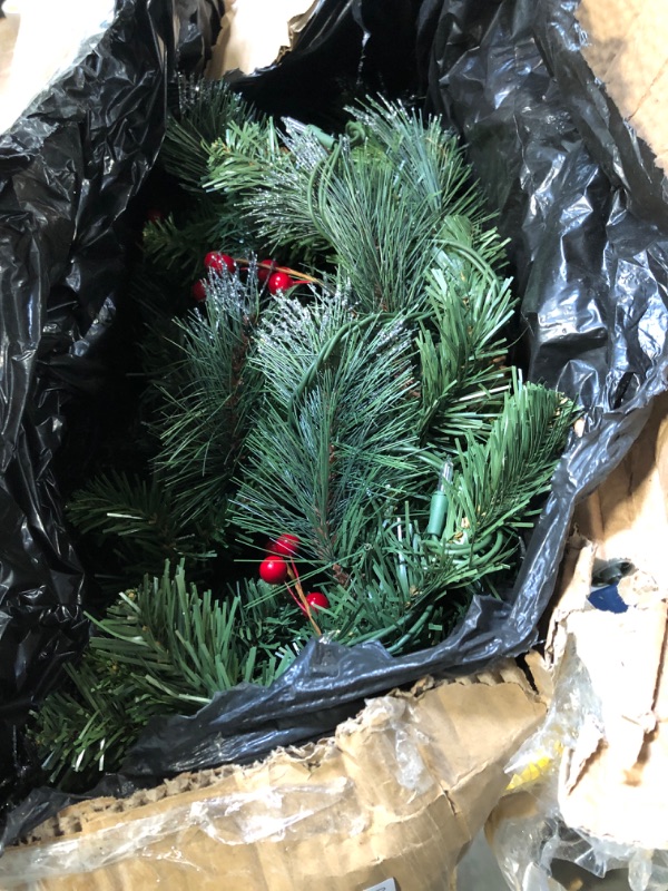 Photo 3 of 6 Feet Artificial Christmas Garland Pine Cones and Red Berries Pine Wreath Garland Xmas Decorations (6 ft, Without Light)