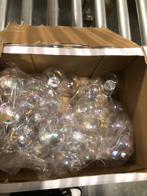 Photo 3 of 2.5'' Iridescent Ornaments Balls Plastic Set Clear Iridescent Christmas Ball Ornaments Plastic Fillable Ornament Ball Iridescent Christmas Ball Ornaments for Holiday Party Tree Decorations (50 Pcs)