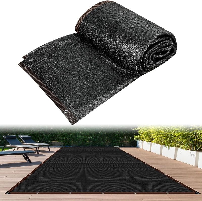 Photo 1 of 20 x 40 ft Pool Leaf Net Cover Rectangle Black Swimming Mesh Pool Covers Pond Screen Net for Inground Pools Catching Leaves