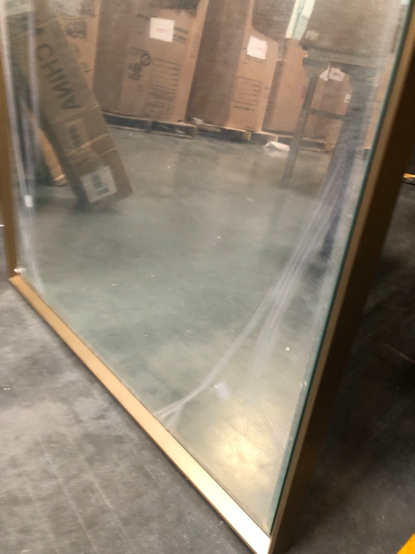 Photo 1 of QueenFun Brushed Gold Mirror for Bathroom, 48x30 Large Rectangle Mirror for Wall, Metal Framed Wall Mirror Anti-Rust, Beveled Gold Mirror Easy to Mount, for Living Room/Dining Room/Dresser/Entryway 48X30IN Gold