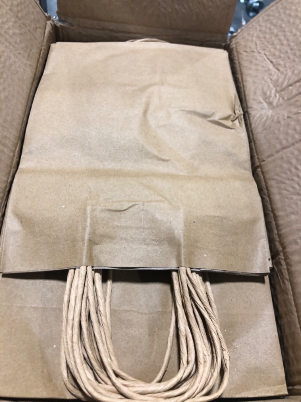 Photo 3 of 100pcs Kraft Paper Bags 7.9x4.25x10.6" Gift Bag with Handles for Wedding Party Craft Retail Packaging,Recycled Twist handles Brown Shopping Bags (Brown,S-100)