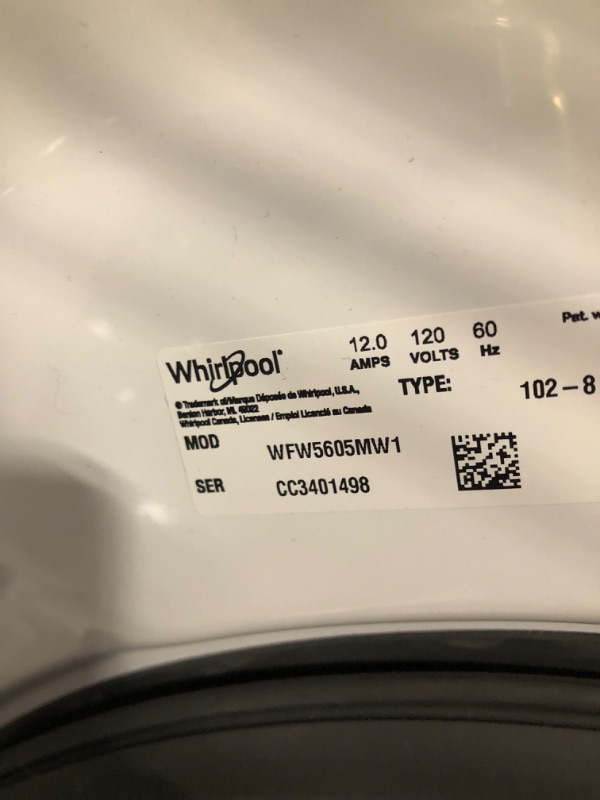 Photo 7 of Whirlpool 4.5-cu ft High Efficiency Stackable Steam Cycle Front-Load Washer (White) ENERGY STAR
