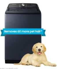 Photo 1 of Samsung Pet Care Solution 5.4-cu ft High Efficiency Impeller Smart Top-Load Washer (Brushed Navy) ENERGY STAR