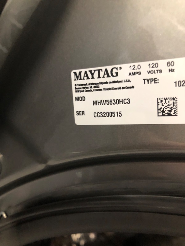 Photo 8 of Maytag 4.5-cu ft High Efficiency Stackable Steam Cycle Front-Load Washer (Metallic Slate) ENERGY STAR