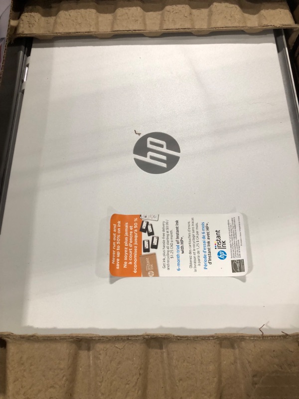 Photo 1 of HP DeskJet 2755e Wireless Color All-in-One Printer with bonus 6 months Instant Ink (26K67A), white