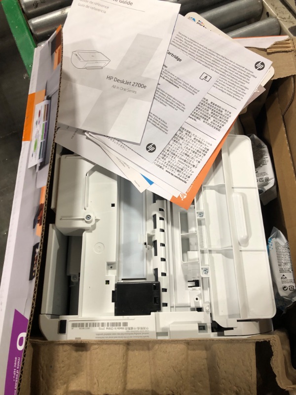 Photo 1 of HP DeskJet 2755e Wireless Color All-in-One Printer with bonus 6 months Instant Ink (26K67A), white