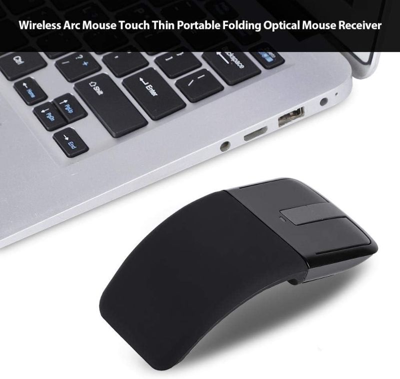 Photo 1 of 2.4G Wireless Mouse 1600DPI Ergonomic Foldable Arc Optical Touch Mouse with USB Receiver Suitable for PC Laptop for Notebook for Mac