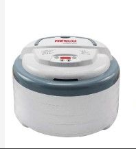 Photo 1 of Nesco FD-79 Snackmaster Pro Digital Food Dehydrator for Snacks, Fruit, Beef Jerky, Meat, Vegetables & Herbs, Gray, 4 Trays & Jumbo Works Beef Jerky kit, 1, Red Dehydrator