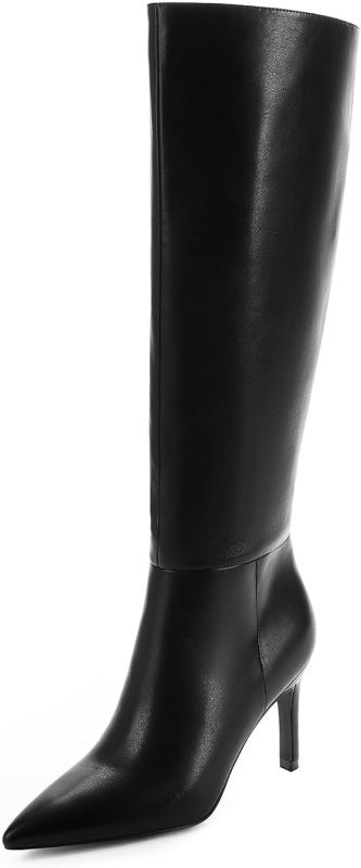 Photo 1 of High Boots Women Pointed Toe Tall Boots 3 In Stiletto High Heel Long Boots Side Zipper Dress Knee High Boots